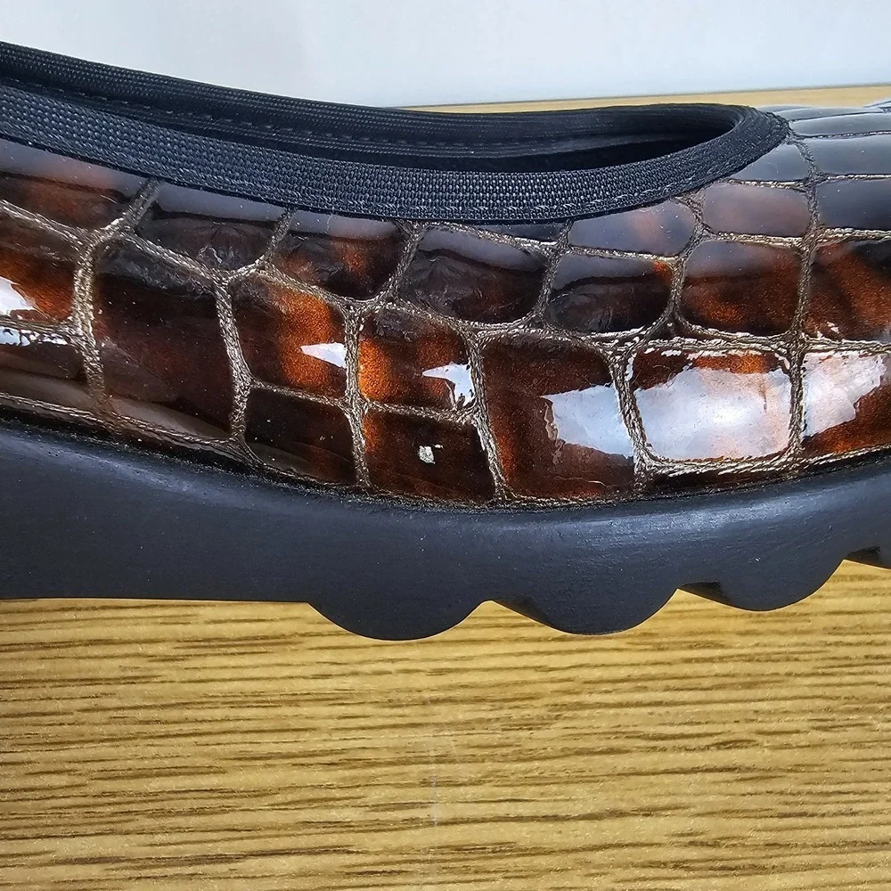 Josef Seibel Brown Bronze Croc Embossed Leather Comfort Loafer EU 39H /US 8-8.5W - Picture 10 of 13